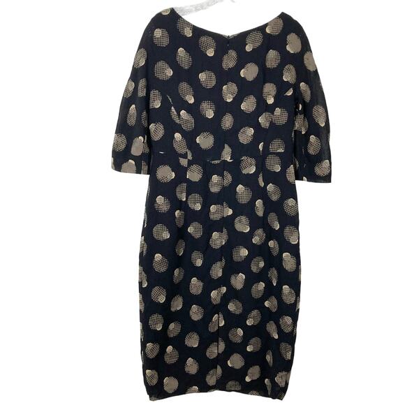 PADDY CAMPBELL Dress UK 14/US 10 Virgin Wool Geo Print Bow Ruched Lined - Picture 2 of 11